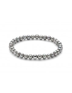 Miluna Bracciale argento Perle Grigie Elastico